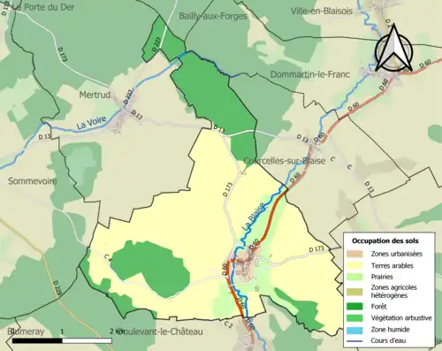Carte en couleurs présentant l'occupation des sols.