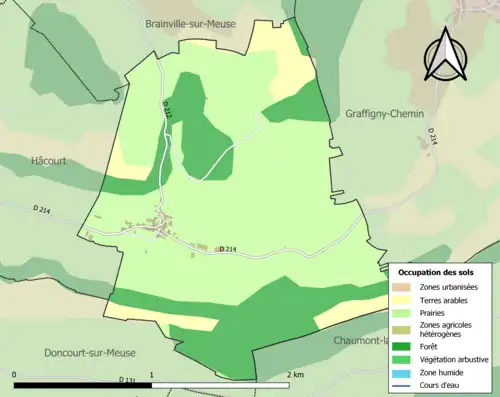 Carte en couleurs présentant l'occupation des sols.