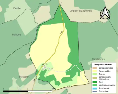 Carte en couleurs présentant l'occupation des sols.