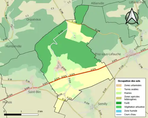 Carte en couleurs présentant l'occupation des sols.