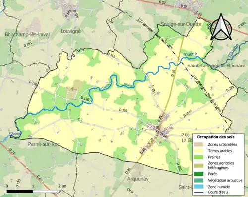 Carte en couleurs présentant l'occupation des sols.