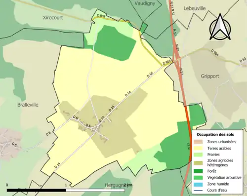 Carte en couleurs présentant l'occupation des sols.