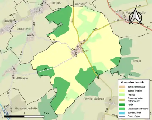 Carte en couleurs présentant l'occupation des sols.