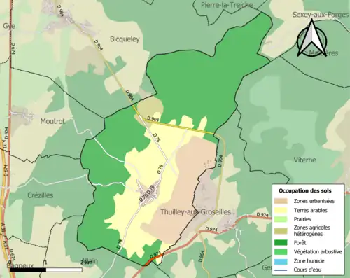 Carte en couleurs présentant l'occupation des sols.