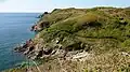 Le GR 34 et les falaises entre la plage d'Illien et la pointe de Brenterc'h.