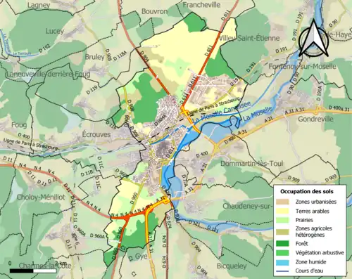 Carte en couleurs présentant l'occupation des sols.