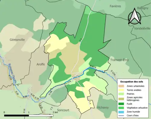 Carte en couleurs présentant l'occupation des sols.