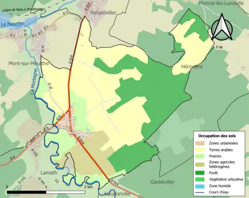 Carte en couleurs présentant l'occupation des sols.