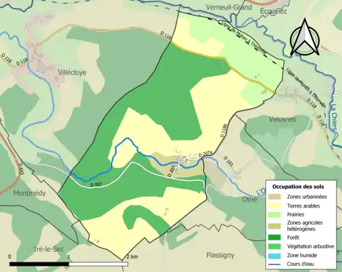 Carte en couleurs présentant l'occupation des sols.