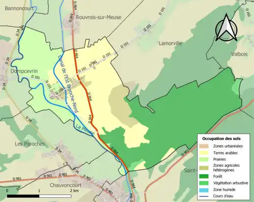 Carte en couleurs présentant l'occupation des sols.