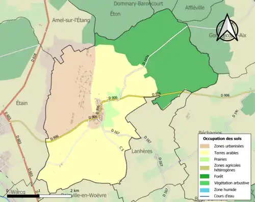Carte en couleurs présentant l'occupation des sols.