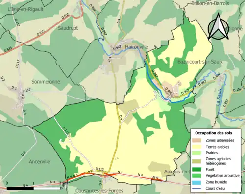 Carte en couleurs présentant l'occupation des sols.