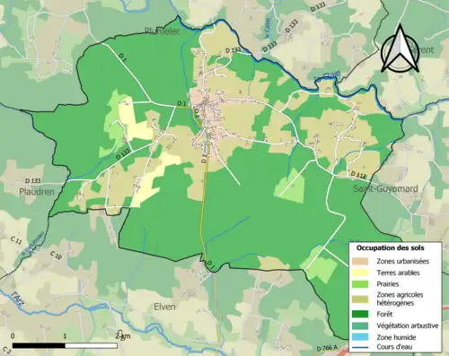 Carte en couleurs présentant l'occupation des sols.