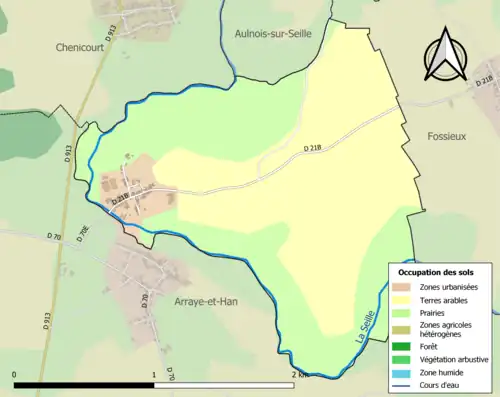 Carte en couleurs présentant l'occupation des sols.