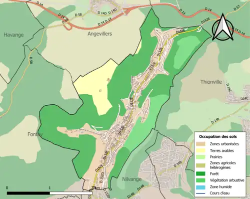 Carte en couleurs présentant l'occupation des sols.