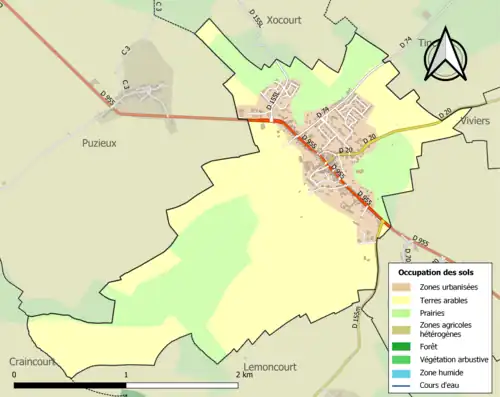 Carte en couleurs présentant l'occupation des sols.