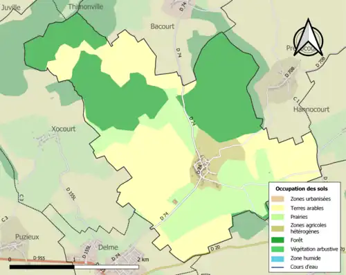 Carte en couleurs présentant l'occupation des sols.