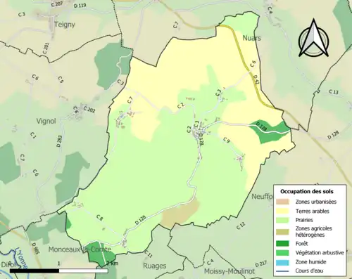 Carte en couleurs présentant l'occupation des sols.