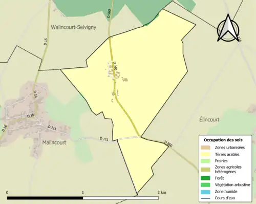 Carte en couleurs présentant l'occupation des sols.