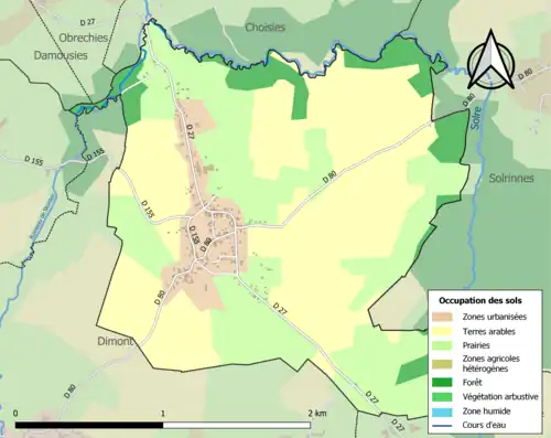 Carte en couleurs présentant l'occupation des sols.