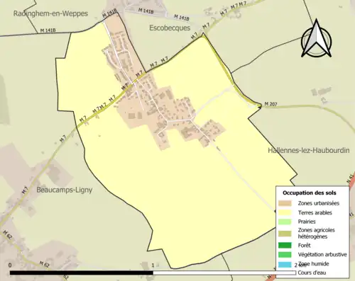 Carte en couleurs présentant l'occupation des sols.