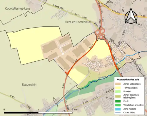 Carte en couleurs présentant l'occupation des sols.