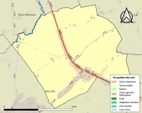 Carte en couleurs présentant l'occupation des sols.