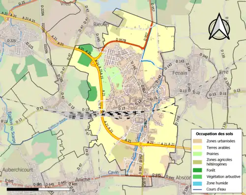 Carte en couleurs présentant l'occupation des sols.