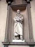 Statue de F. Barzaghi, sur la loggia de l'Académie Brera, Milan.