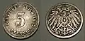 5 pfennigs en cuivre-nickel (1897).