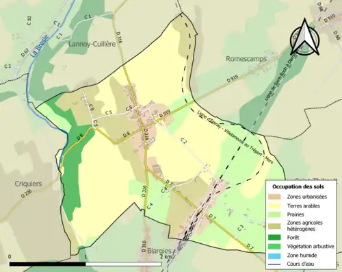 Carte en couleurs présentant l'occupation des sols.