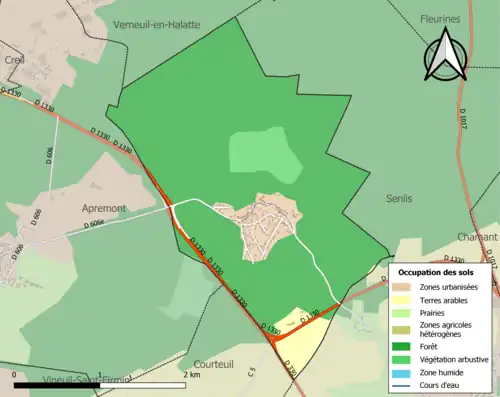 Carte en couleurs présentant l'occupation des sols.