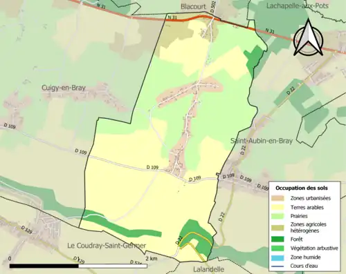 Carte en couleurs présentant l'occupation des sols.