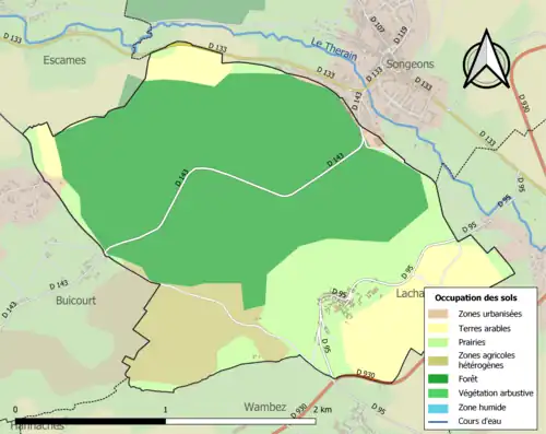 Carte en couleurs présentant l'occupation des sols.