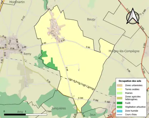 Carte en couleurs présentant l'occupation des sols.