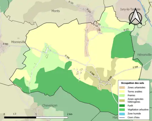 Carte en couleurs présentant l'occupation des sols.