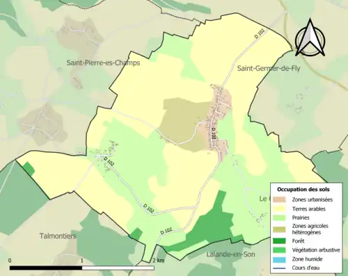 Carte en couleurs présentant l'occupation des sols.