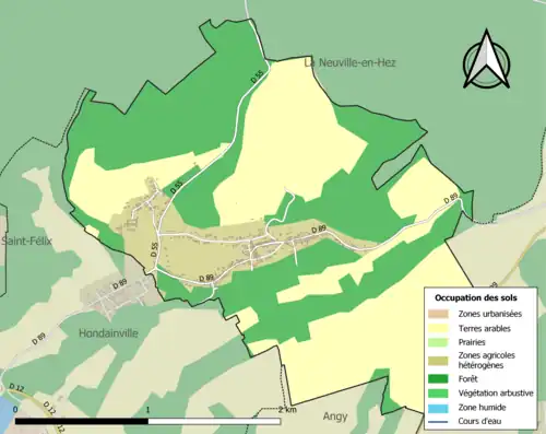 Carte en couleurs présentant l'occupation des sols.