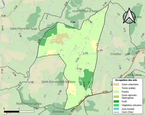Carte en couleurs présentant l'occupation des sols.