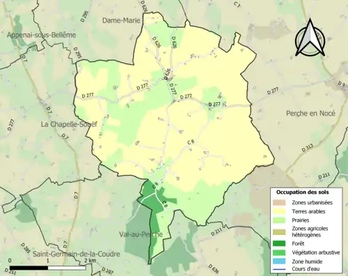 Carte en couleurs présentant l'occupation des sols.