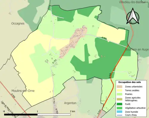 Carte en couleurs présentant l'occupation des sols.