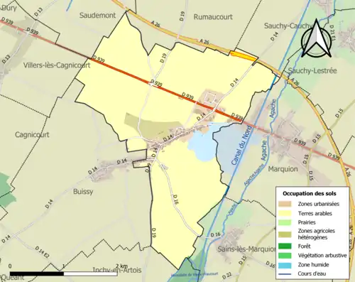 Carte en couleurs présentant l'occupation des sols.