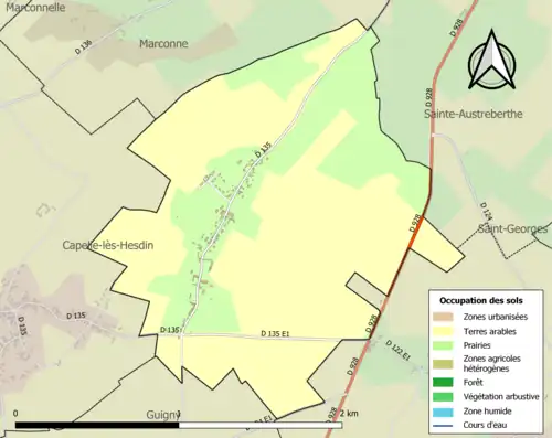 Carte en couleurs présentant l'occupation des sols.
