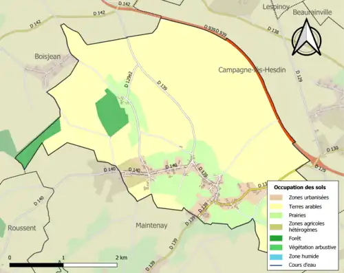 Carte en couleurs présentant l'occupation des sols.