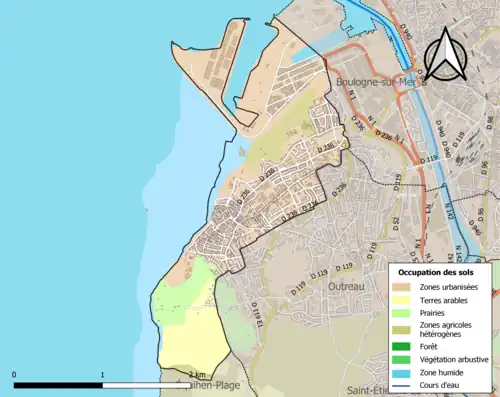 Carte en couleurs présentant l'occupation des sols.