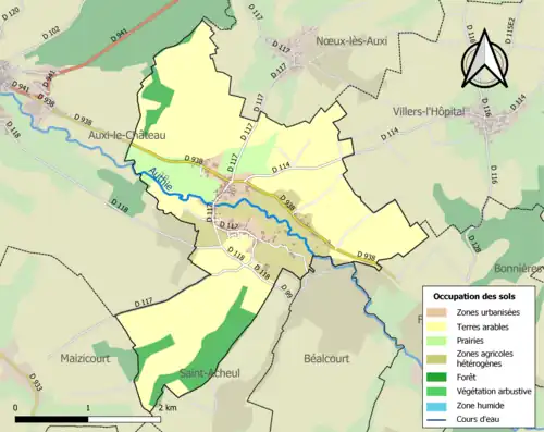 Carte en couleurs présentant l'occupation des sols.