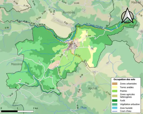 Carte en couleurs présentant l'occupation des sols.