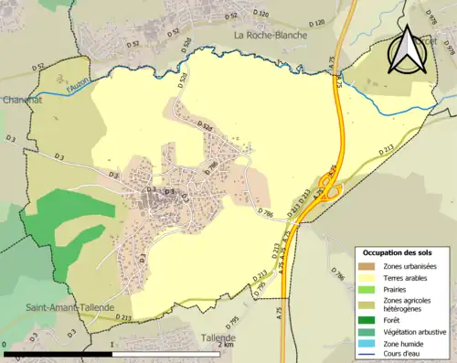 Carte en couleurs présentant l'occupation des sols.