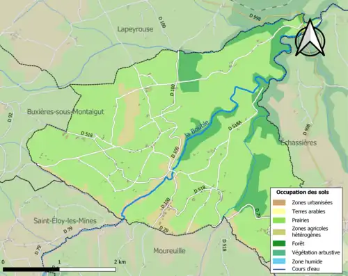 Carte en couleurs présentant l'occupation des sols.