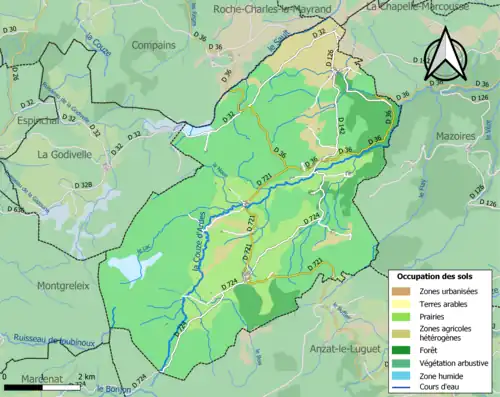 Carte en couleurs présentant l'occupation des sols.